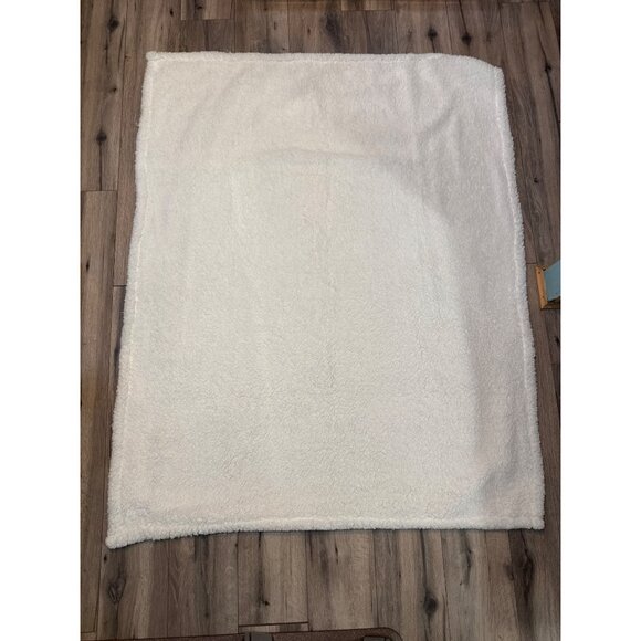 Eddie Bauer Home Plaid Sherpa Throw Blanket Reversible Cozy Warm 60" X 50" Tan T - Picture 5 of 6